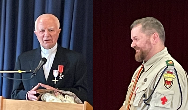 Fr. Galant & Scout Master Las Decorated by Deputy Speaker M. Gosiewska